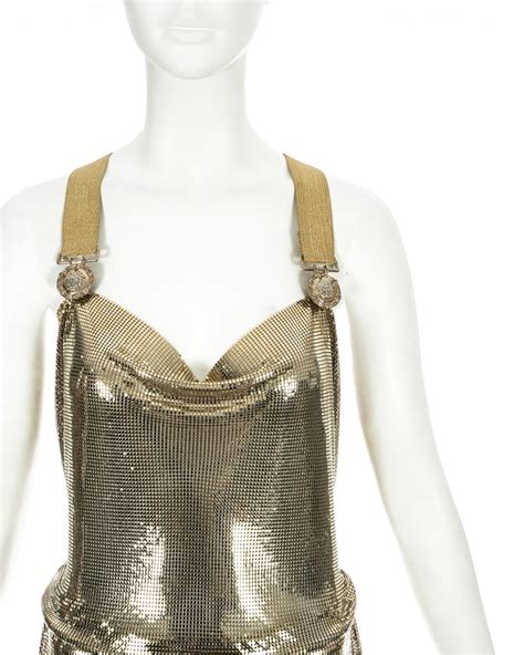 gold versace chainmail mini dress|Versace Chainmail .